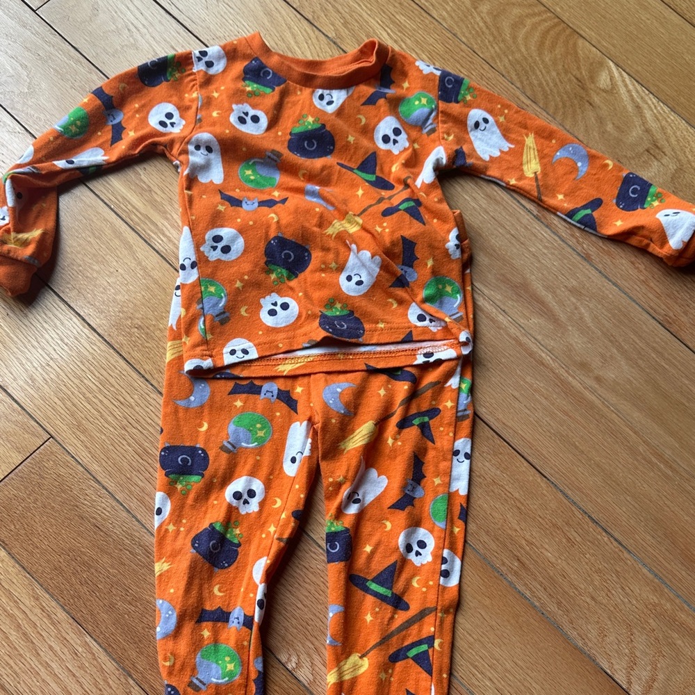 Orange Halloween Pajama Set 3T